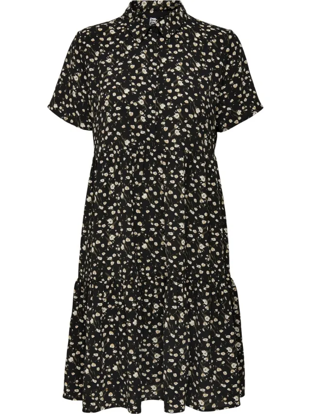 JDY JDYPIPER S/S SHIRT DRESS WVN NOOS Dames Jurk Zwart met print