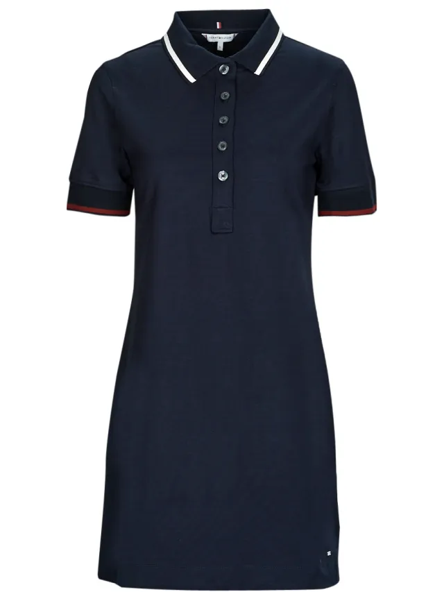 Tommy Hilfiger Korte Jurk Tommy Hilfiger REG SPLIT GLB STP POLO DRS SS Marine