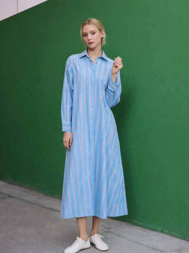 TOUCHÉ PRIVÉ Gestreepte blousejurk - Blauw - Dames