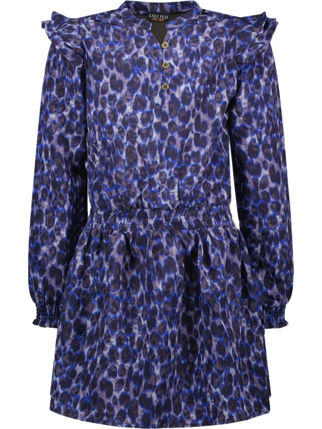 Like Flo F408-5803 Meisjes Jurk Lavender Blue AOP