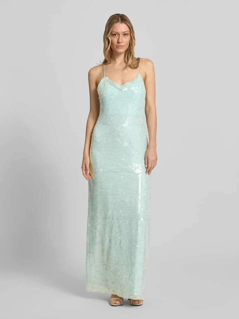 Jake*s Cocktail maxi-jurk met pailletten en cascadehals Lindegroen