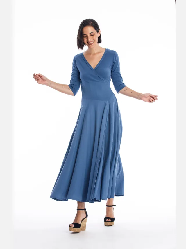 RAVENS VIEW IBIZA dames vegan Maxi Jurk Veronika Indigo Blauw Donkerblauw