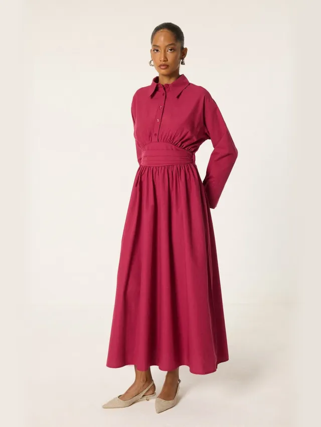 TOUCHÉ PRIVÉ Blousejurk met corset-taille - Bordeaux - Dames