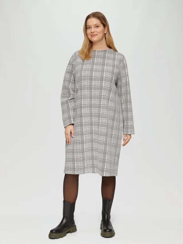 S.Oliver female - Gedessineerde sweatjurk met col ecru