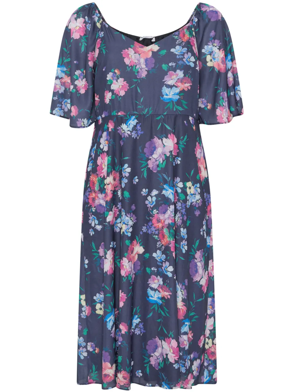 Yours London Marineblauwe Midaxijurk Met Bloemenprint, foto 4