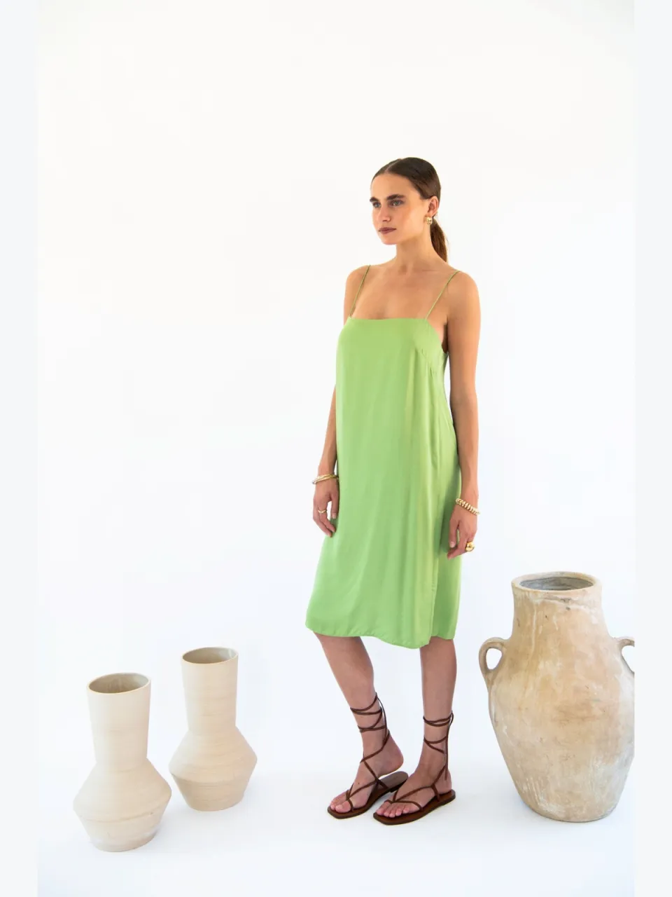 Neu Nomads dames vegan Slipdress Julianne Boxy Smaragdgroen lichtgroen, foto 2