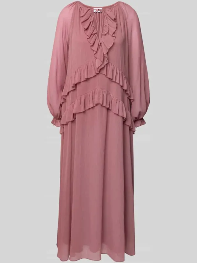 Jake*s Collection Midi-jurk van chiffon met volants oudroze, foto 2