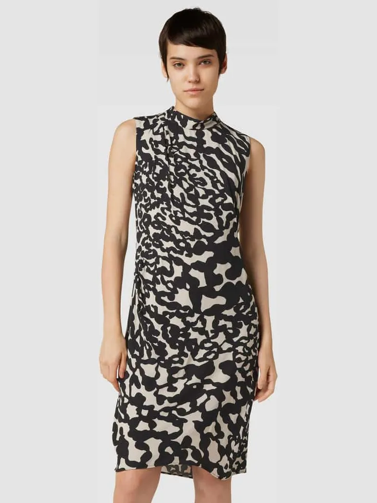 LUISA CERANO Knielange jurk van viscose met dierenmotief Offwhite