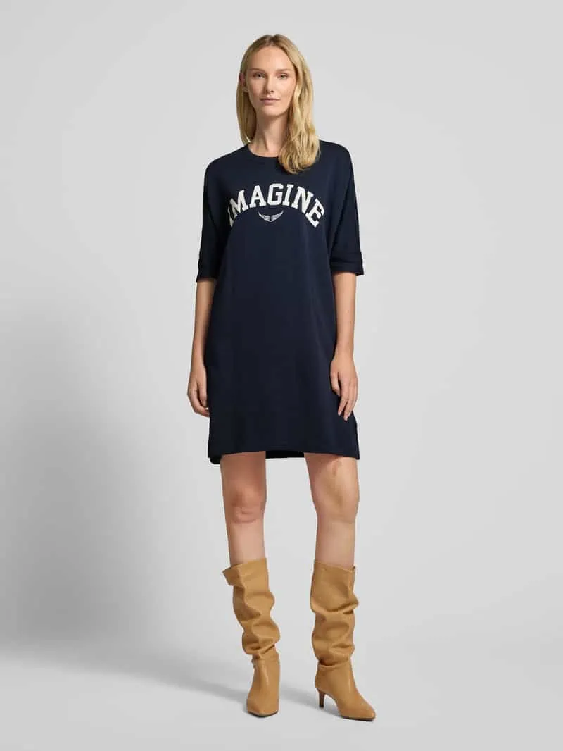 Zadig & Voltaire T-shirtjurk met statementprint, model 'PORTMAN' Marineblauw