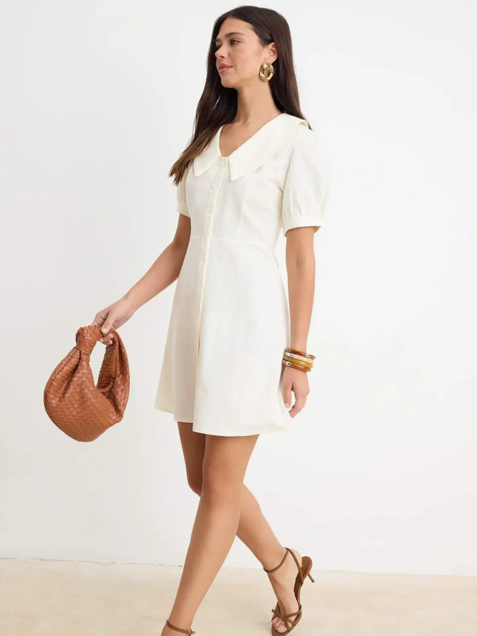 Trendyol TRENDYOLMİLLA Dames Wit Effen Kort / Mini Kort Blousejurk Jurken, foto 2