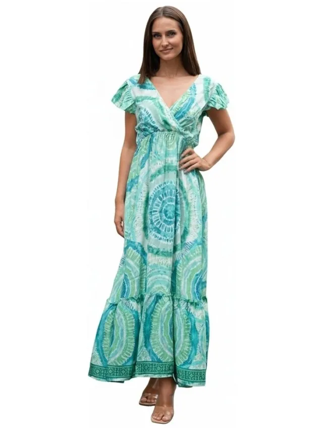 Isla Bonita By Sigris Lange Jurk Isla Bonita By Sigris Lange Midi-Jurk Groen