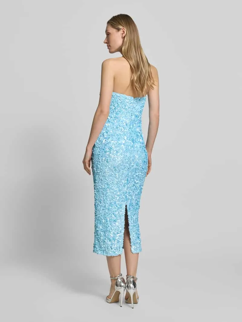Little Mistress midi-jurk in off-shoulder-look met pailletten Lichtblauw