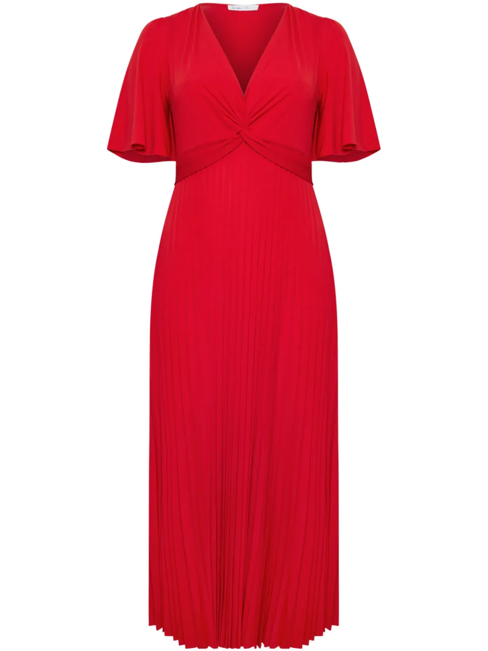Yours London Rode Geplooide Maxijurk Met Knoopdetail rood, foto 3