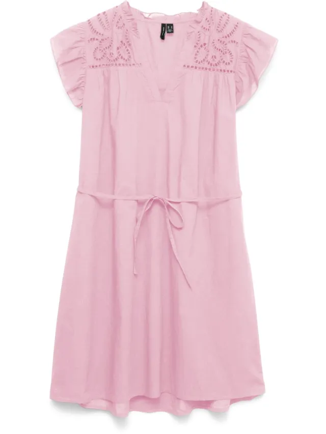 Vero Moda VMLINE SS SHORT DRESS WVN NOOS - Dames - Mini jurken Parfait Pink
