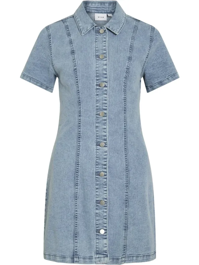 Vila VINISA S/S DENIM DRESS/TES - Dames - Mini jurken Light Blue Denim