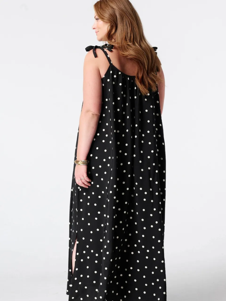 MS Mode maxi zomerjurk met stippen Plus Size - zwart, foto 3