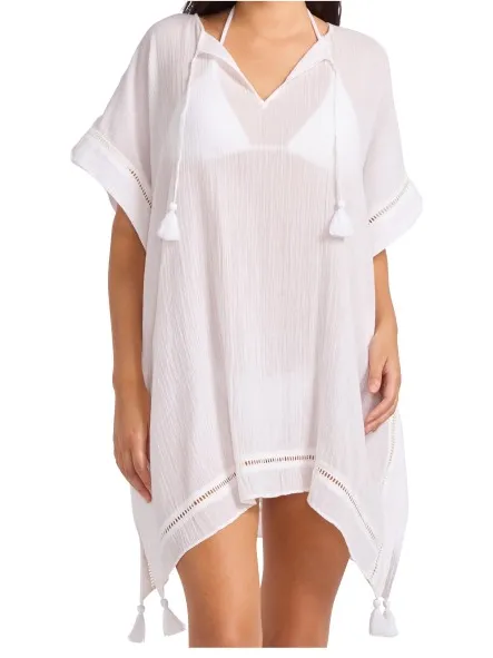 Seafolly Women's Crinkle Gauze Kaftan - Jurk maat One Size, wit