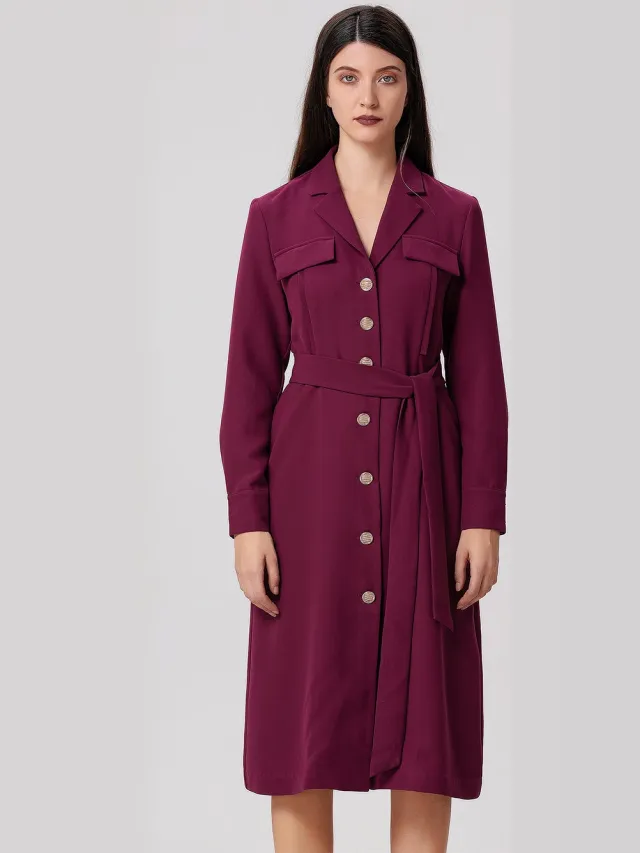 Smart & Joy Minimalistische safari-stijl jurk Bordeauxrood