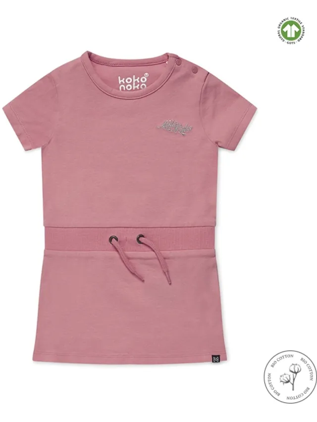 Koko Noko meisjes Bio Cotton korte mouwen jurk Nala Bright Pink Roze