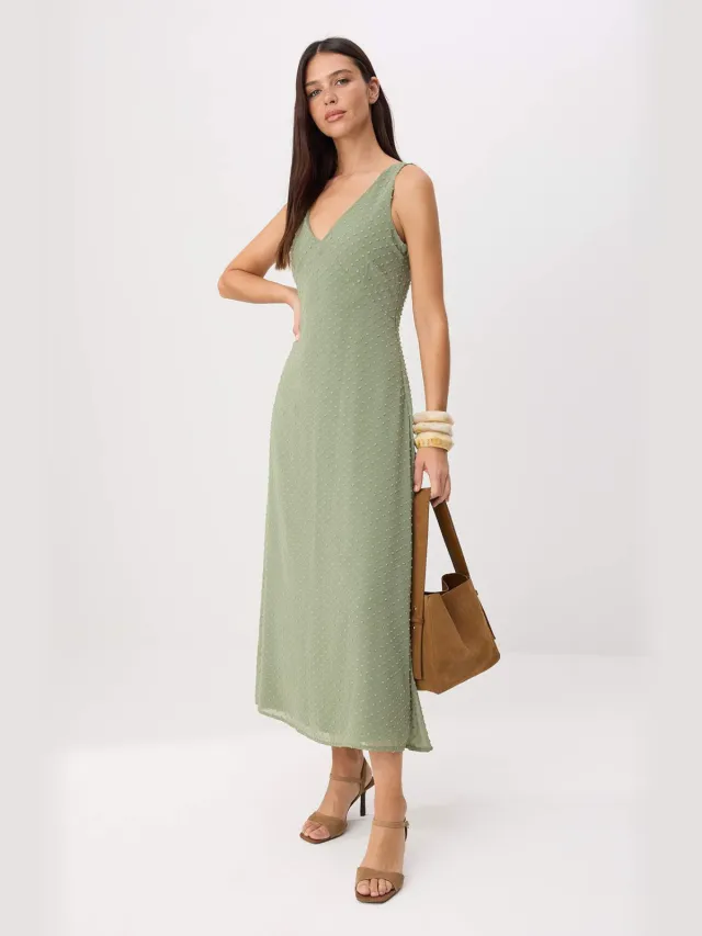 Trendyol TRENDYOLMİLLA Dames Groen Effen Maxi Mouwloos Recht Jurken Mint