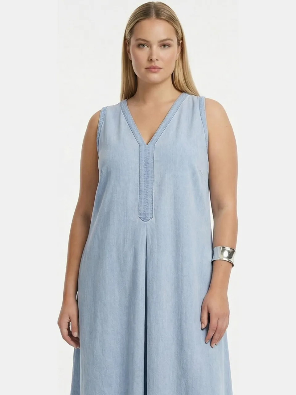 Yoek Jurk swing INDIGO | Lichtblauw, foto 2