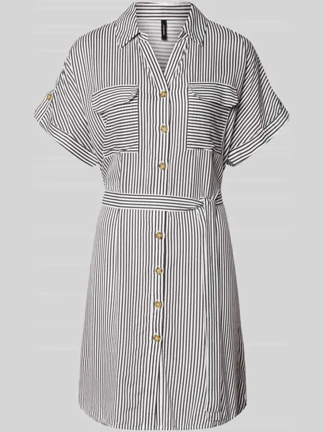 Vero Moda Vloeiende vrijetijdsjurk van pure viscose model 'BUMPY' donkerblauw, foto 2