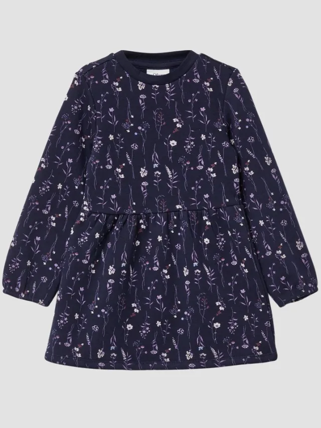 S.Oliver female - Thermische fleecejurk met all-over print navy