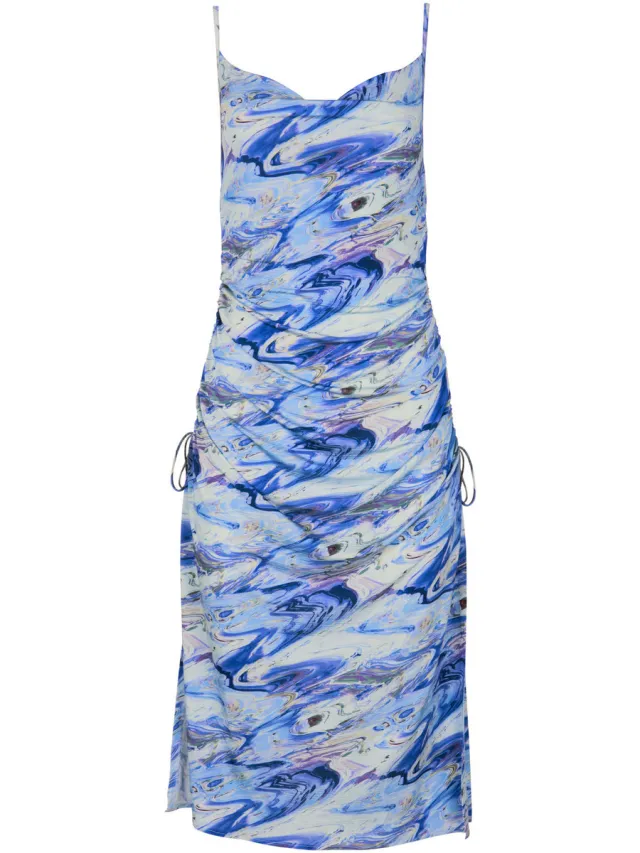 Lisca Jurk Lisca Indonesische halflange zomerjurk met dunne bandjes Blauw