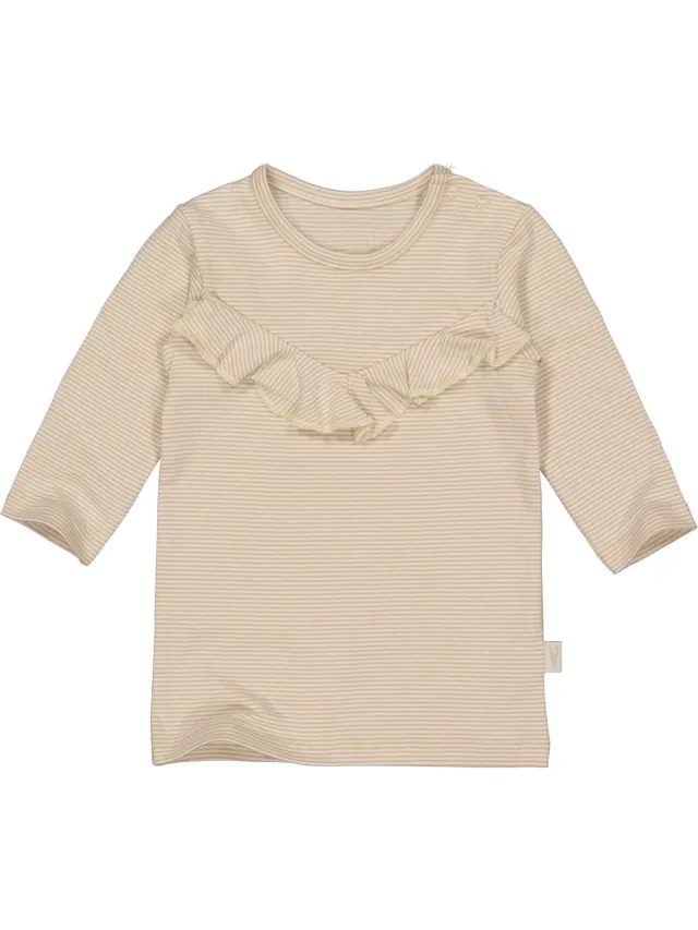 Levv newborn baby meisjes jurk Neva aop Sand Soft Stripe Beige