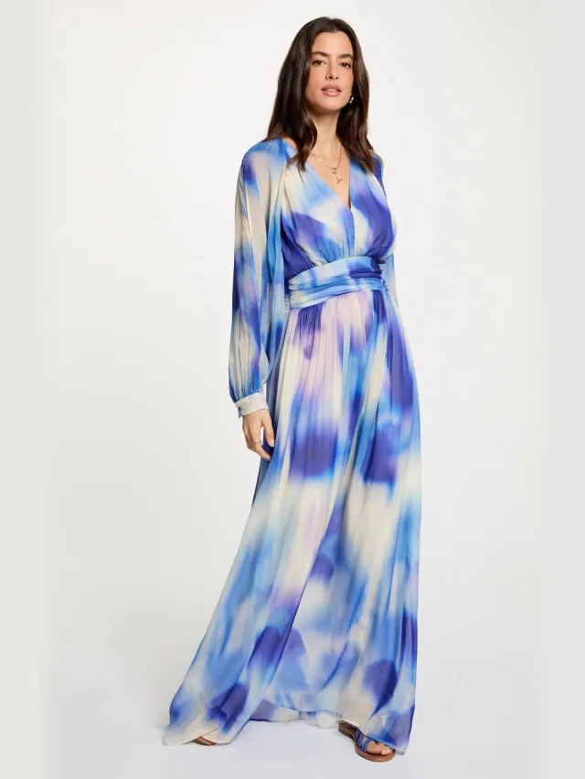 Morgan maxi jurk blauw Blauw/ ecru