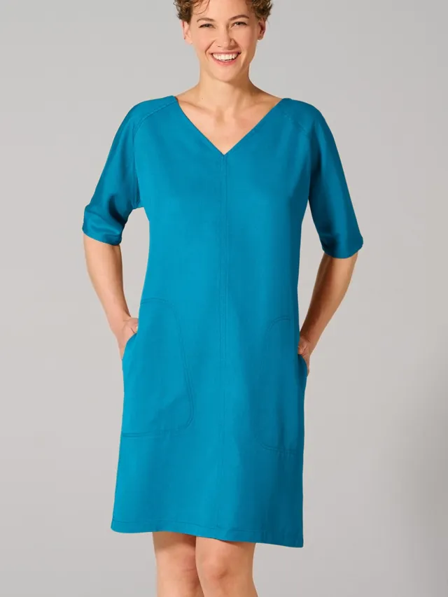 HempAge dames vegan Jurk V-Hals Azuurblauw blauw, foto 2