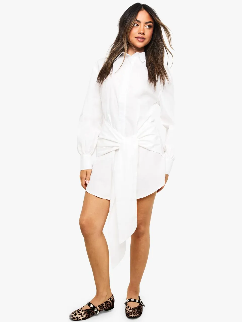 boohoo Dames Wrap Shirt Dress wit, foto 3