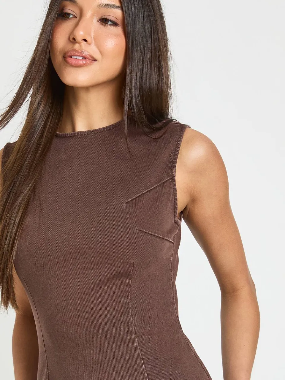 boohoo Dames Basic Denim Shift Jurk, foto 4