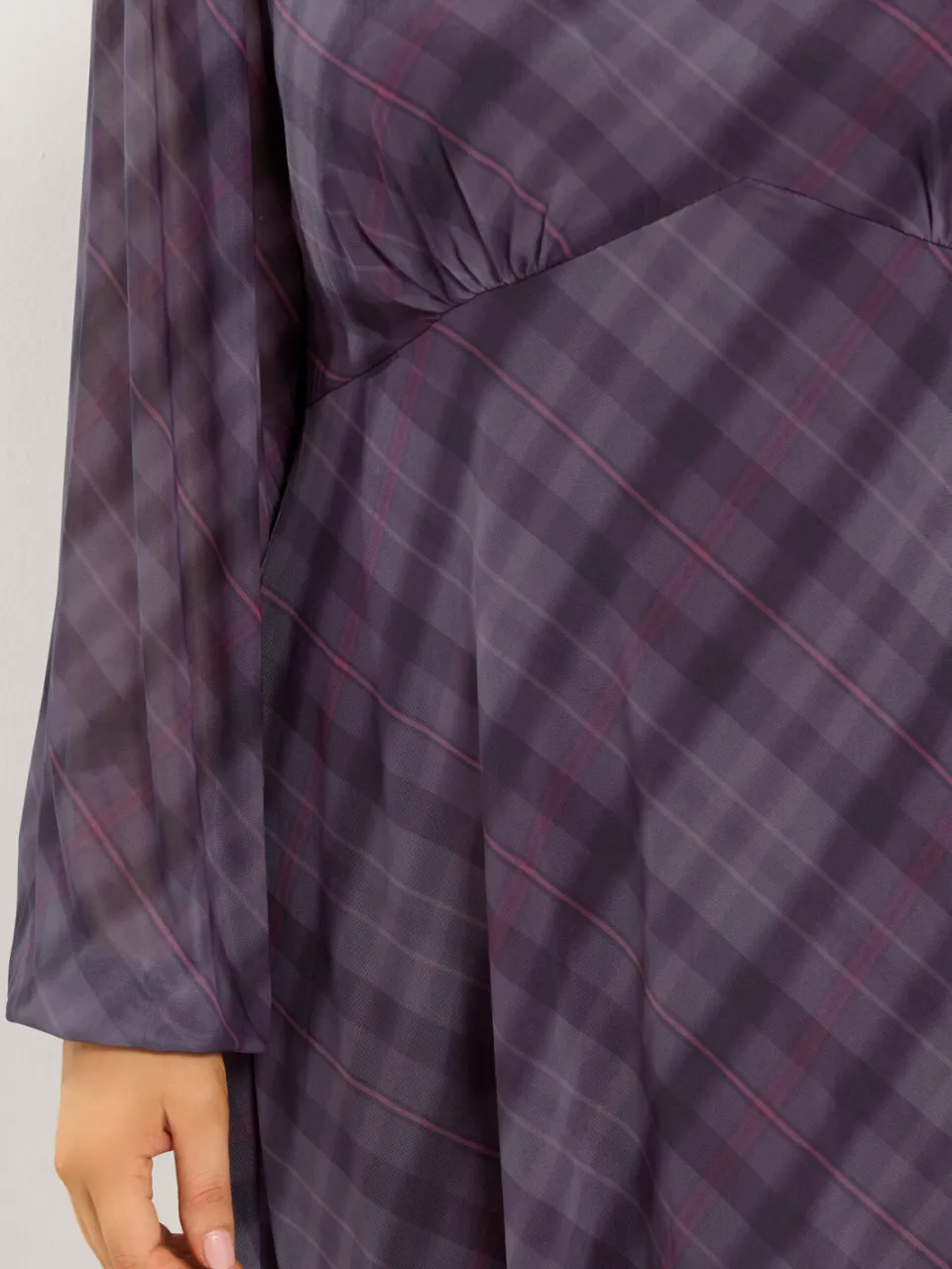 Yours Paarse Mesh Midijurk Met Ruitjespatroon, foto 4