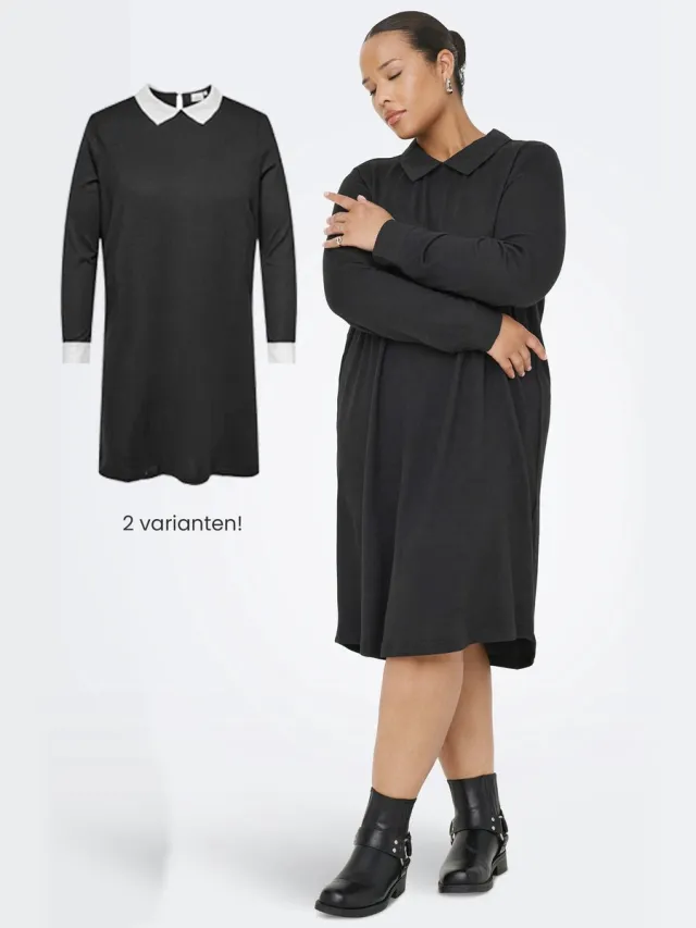 Only Carmakoma CARALBA L/S MIX ABK DRESS JRS - Dames - Mini jurken BLACK