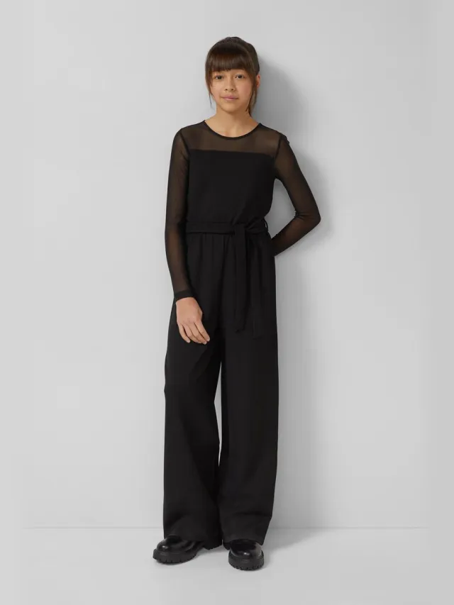 S.Oliver female - Jumpsuit met elastiek en details van mesh zwart