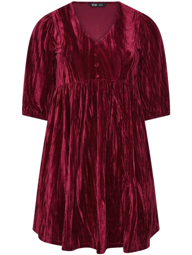 Yours Rode Gekreukt Velours Teajurk Red