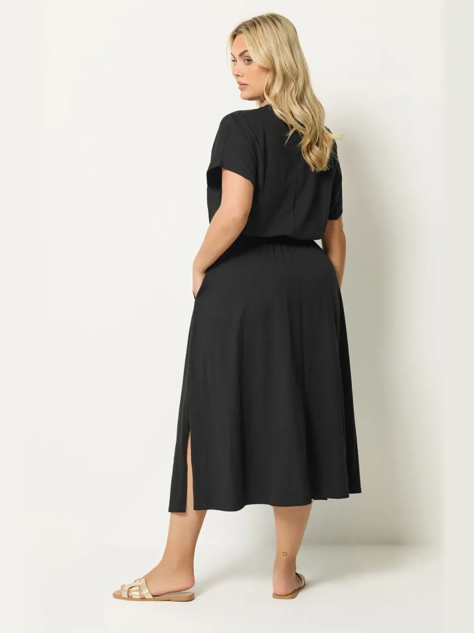 Yours Zwarte Maxijurk Met Elastische Taille, foto 2