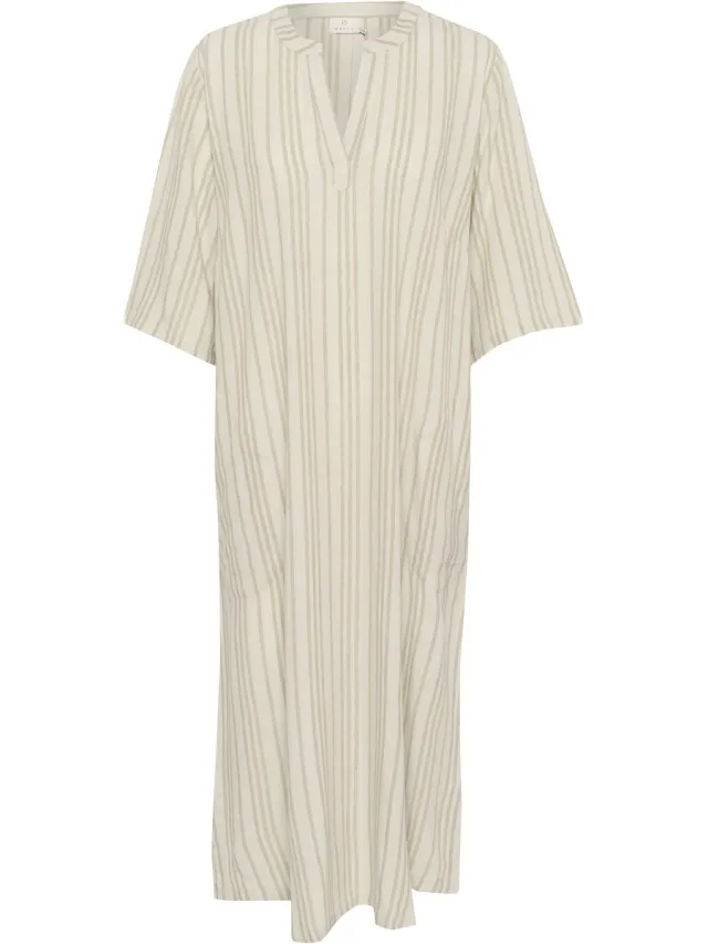 Kaffe KAmilia Kaftan Dress Dames Jurk Chalk / Chinchilla Stripe