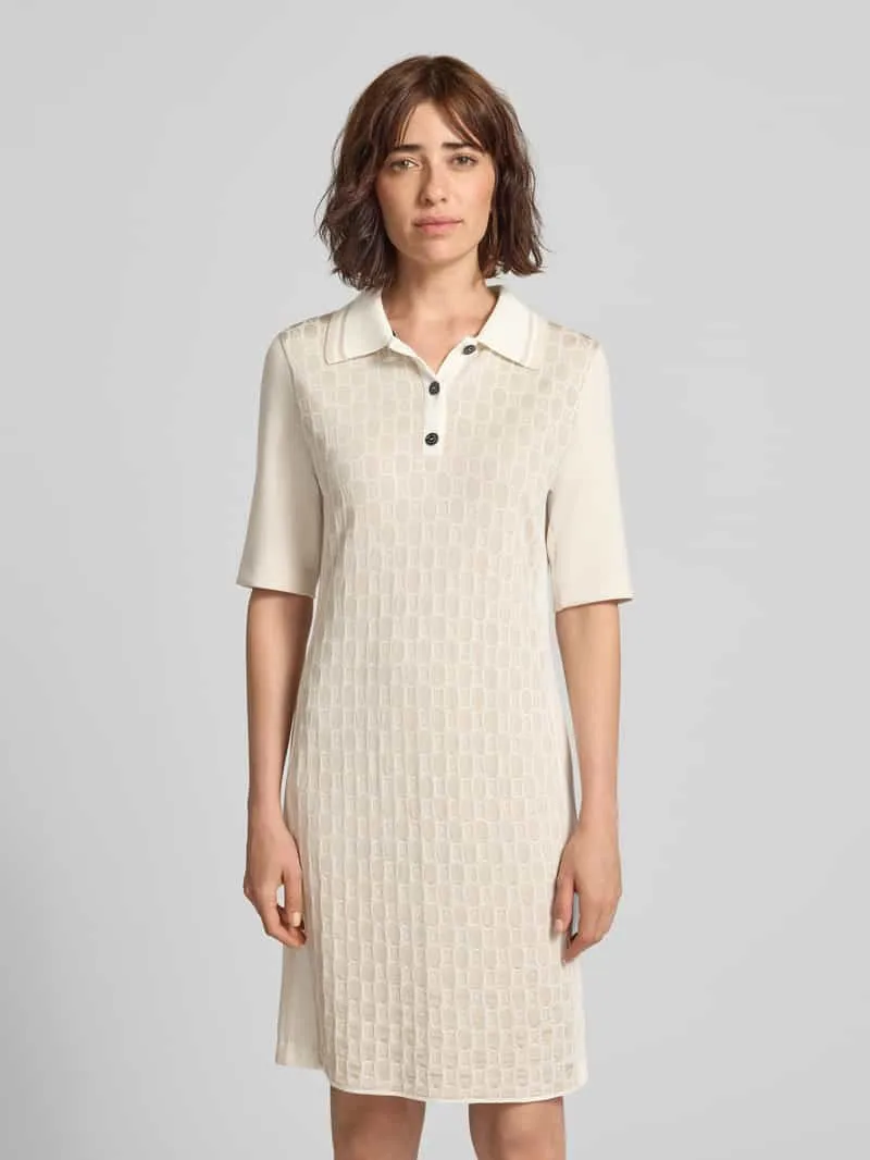 Marc Cain Polojurk in all-over look met knoopsluiting offwhite, foto 4