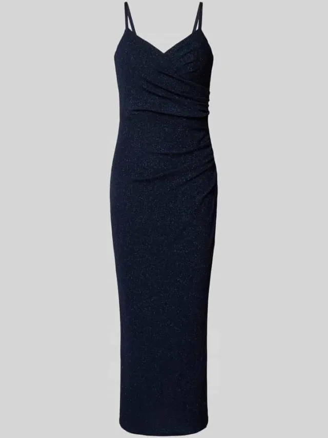 TROYDEN COLLECTION Avondjurk met V-hals en plooien donkerblauw, foto 2
