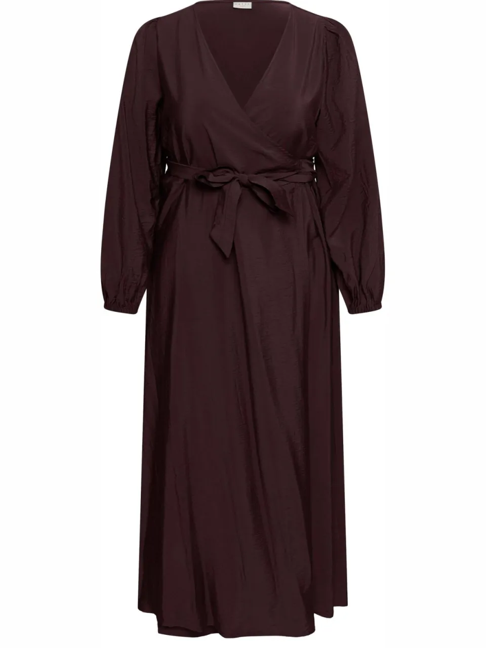 Kaffe Curve viscose maxi wikkeljurk Plus Size - donkerbruin, foto 2