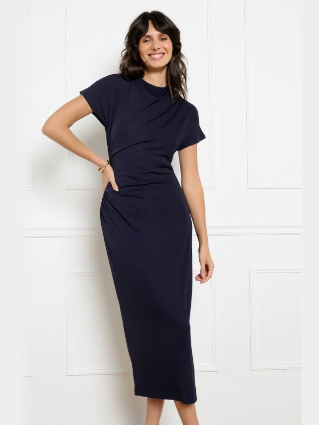 LOLALIZA midi jurk - donkerblauw