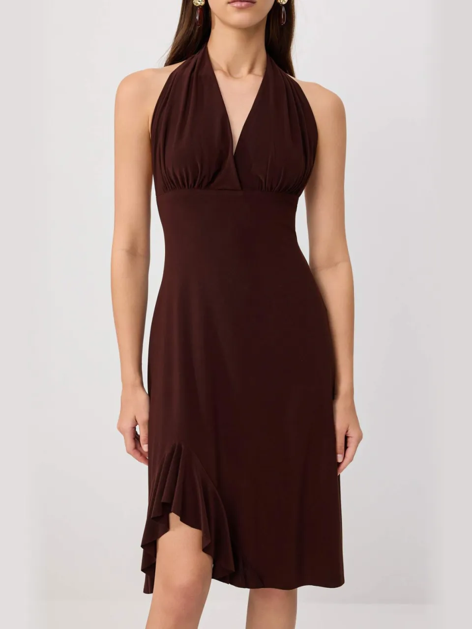 Trendyol TRENDYOLMİLLA Dames Bruin Effen Midi Mouwloos Skater Jurken, foto 2