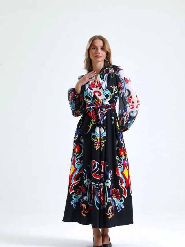 MSN Collection Florale Print Maxi A-Lijn Jurk Veelkleurig