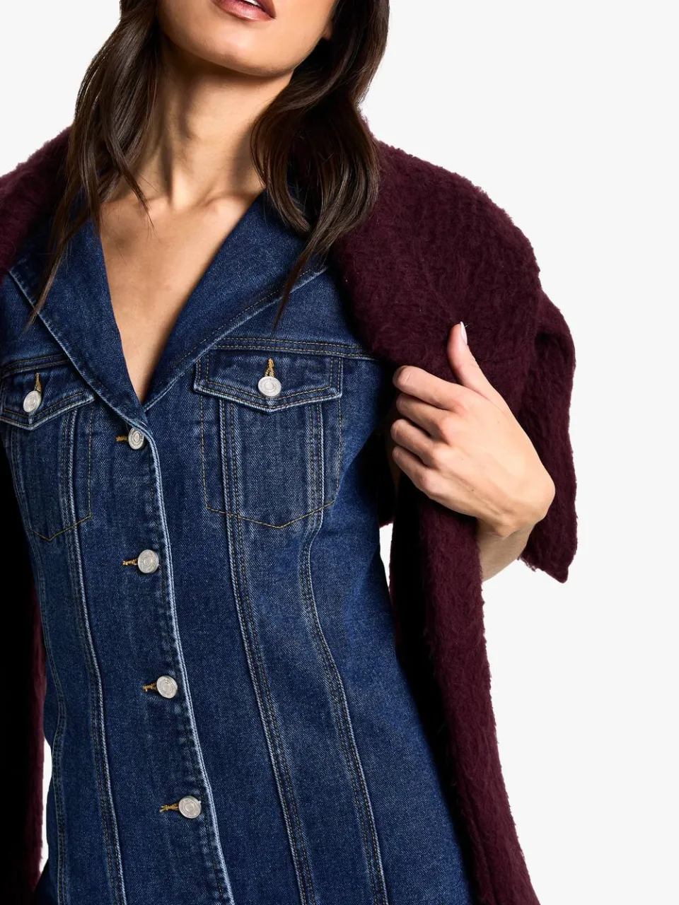 boohoo Dames Lange mouwloze nauwsluitende denim mini jurk, foto 4