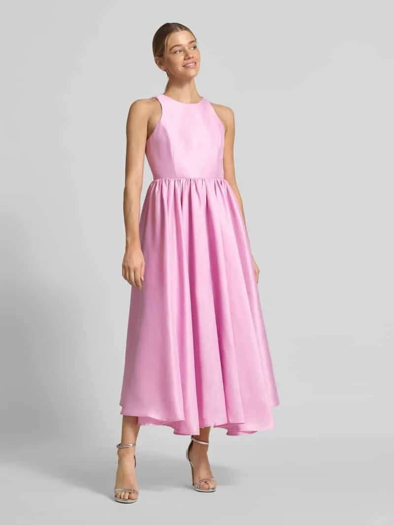 Yas midi-jurk met ronde hals model 'ELLINA' roze, foto 4