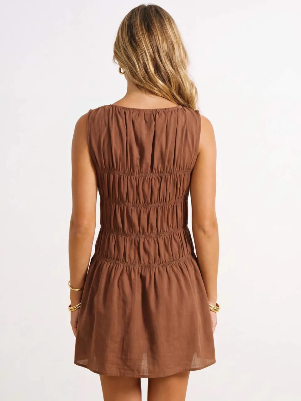 Trendyol TRENDYOLMİLLA Dames Bruin Grafisch Extra Kort / Super Mini Kort Strandkleding Recht Strandjurken
