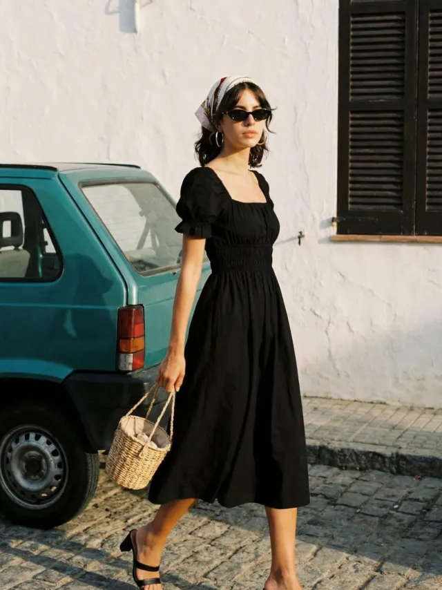 Trendyol TRENDYOLMİLLA Dames Zwart Effen Midi Kort Casual Skater Jurken, foto 2