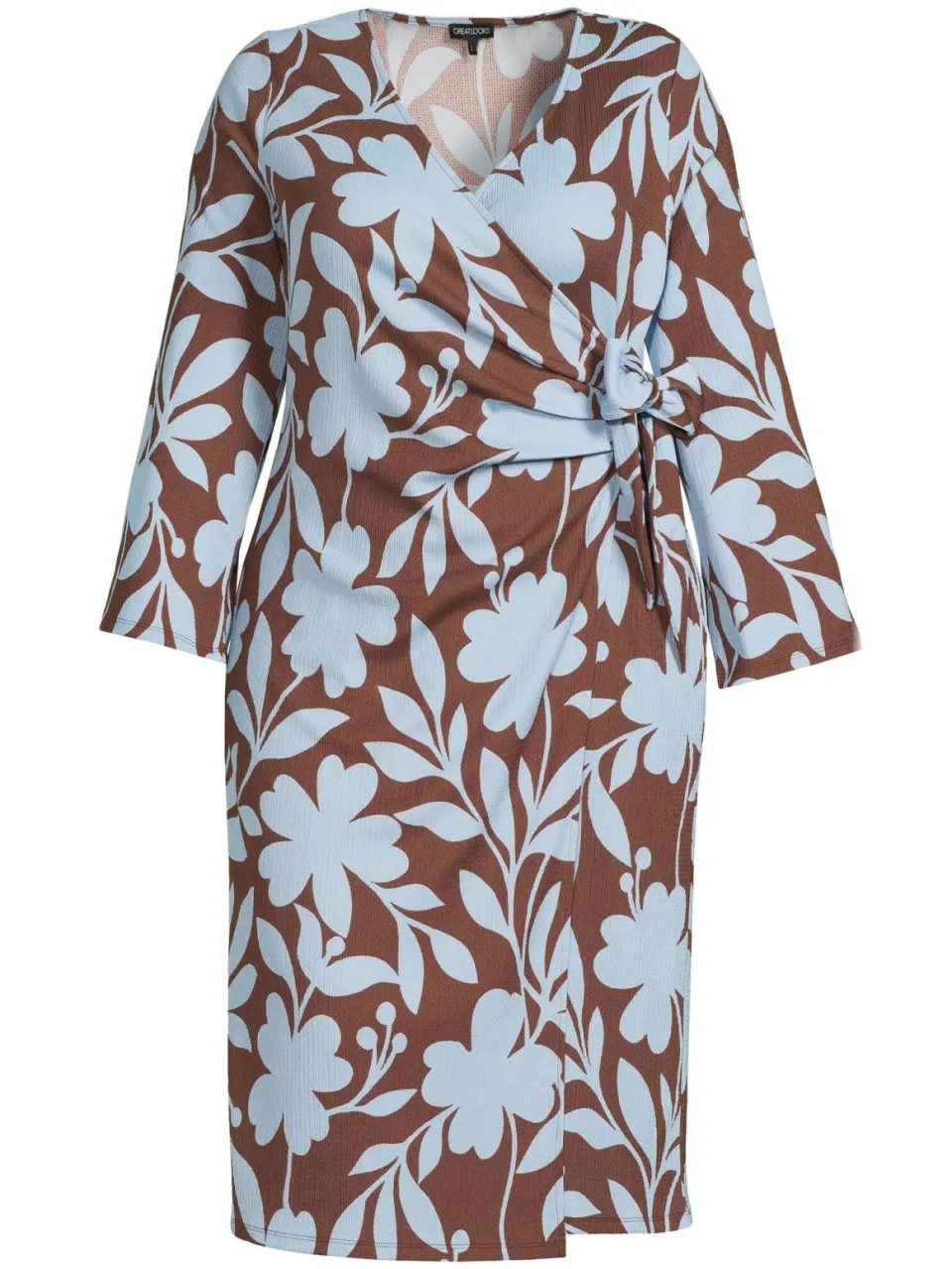 GREAT LOOKS crinkle jurk met bloemenprint blauw/bruin, foto 2